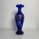 Vase en verre bleu cobalt decor émaillé DLG Theodore Legras