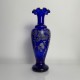 Vase en verre bleu cobalt decor émaillé DLG Theodore Legras