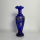 Vase en verre bleu cobalt decor émaillé DLG Theodore Legras