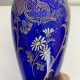 Vase en verre bleu cobalt decor émaillé DLG Theodore Legras