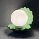 Lampe ceramique coquillage ouvert verte vintage perle veilleuse shell lampe