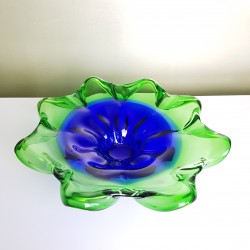 Grande Coupe Vide poche  en verre de Murano Bleu vert