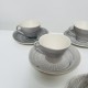 Ensemble de 6 tasses et soucoupes vintage Faiencerie de Niderviller modèle Trame