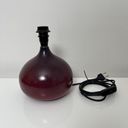Pied de lampe céramique violette forme figue Abbaye du Bec style Ruelland