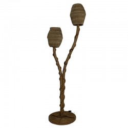 Lampadaire bambou rotin coco style 1950 1960 (DLG Louis Sognot)