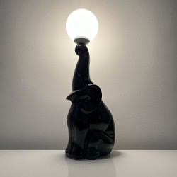 Lampe céramique vintage noire éléphant et son ballon