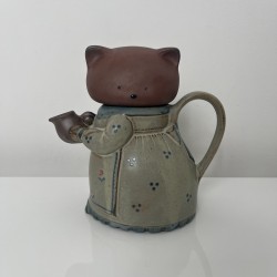 Theiere  chat en ceramique japonaise Ibuki Japan vintage femme