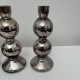 Lot de 3 bougeoirs en verre eglomisé XXe  vintage space age retro