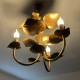 Lustre trois feux italien acier doré décor nénuphar style Hans Kogl