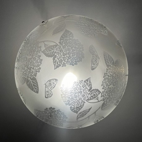 Vasque en verre decor degagé de fleurs et papillons Art Deco France Deveau 1925