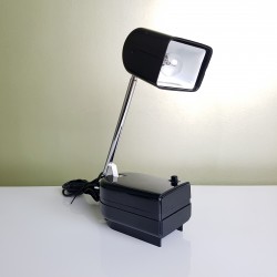 Lampe de bureau telescopique pliable Plastique Noir  vintage West Germany 1970's