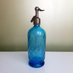 Siphon Ancien eau de Seltz bistrot  E Piblinger Bort les Orgues verre Bleu