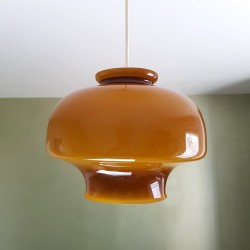 Suspension globe en opaline orange vintage