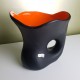 Vase Pichet Céramique noire et orange Almi forme libre moderniste