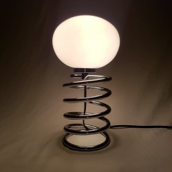 Lampe ressort chromé et opaline Ingo Maurer