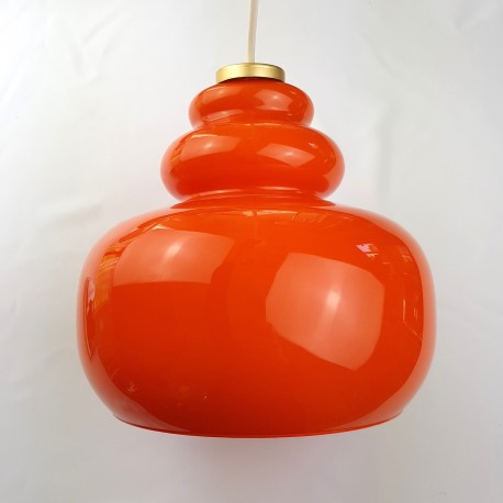 Lustre Globe en verre opaline Orange Vintage