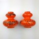 Paire de vases orange ceramique orange Fat Lava Era