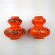 Paire de vases orange ceramique orange Fat Lava Era