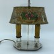 Lampe bouillotte metal argenté fer peint decor floral