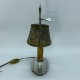 Lampe bouillotte metal argenté fer peint decor floral