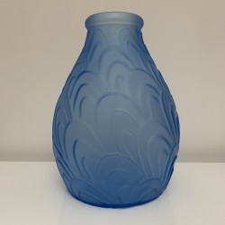 Vase Art Deco SARS verre bleu