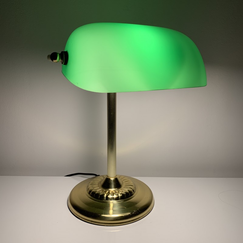 Lampe banquier Steve avec diffuseur en verre vert