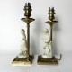 Paire lampes laiton doré et céramique personnage genre capodimonte