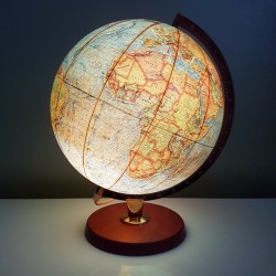 Globe terreste Danois Vintage Pied teck et carte papier