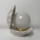 Lampe ceramique coquillage ouvert bleu mat vintage perle veilleuse shell lampe